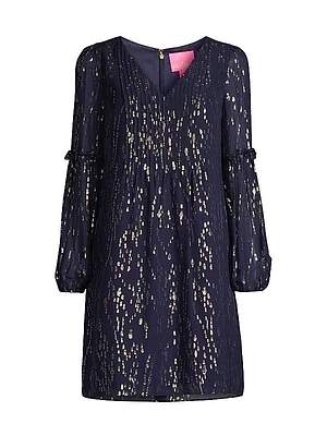 Cleme Metallic Silk-Blend Minidress
