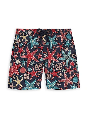 Little Boy's & Starfish Print Swim Trunks