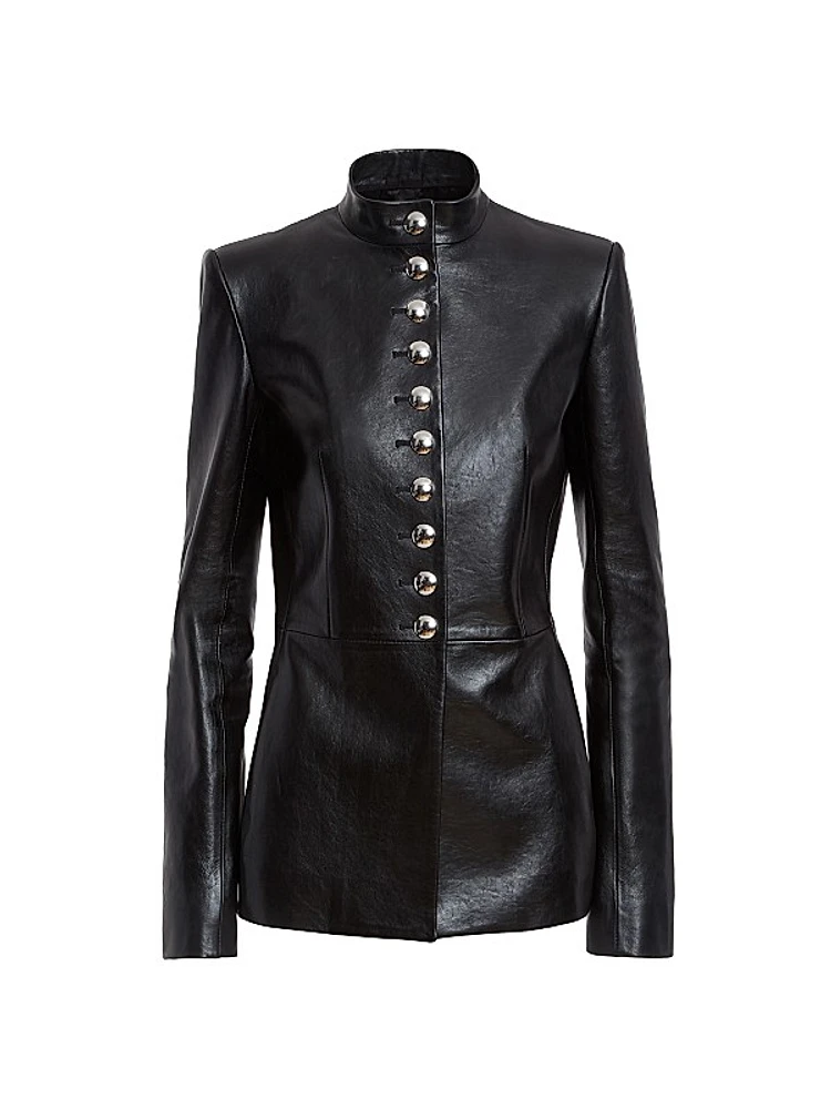 Samuel Leather Button-Up Jacket