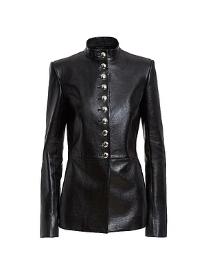 Samuel Leather Button-Up Jacket
