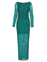 Rex Printed Mesh Midi-Dress