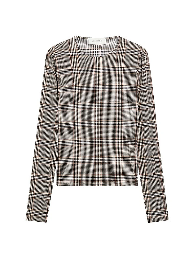 Jersey Plaid Long-Sleeve Top