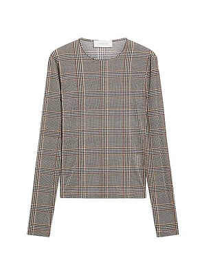 Jersey Plaid Long-Sleeve Top