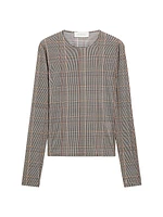 Jersey Plaid Long-Sleeve Top