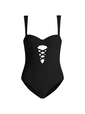 Paris Lace-Up Balconette One-Piece Swimsuit