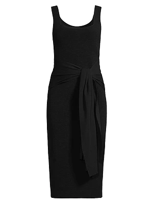 Lorenza Tie-Front Sleeveless Midi-Dress