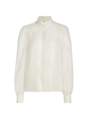 Gillian Silk-Blend Long-Sleeve Blouse