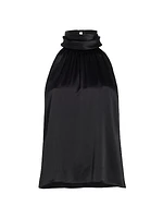 Silk Sleeveless Mock Turtleneck Blouse