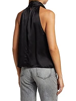 Silk Sleeveless Mock Turtleneck Blouse