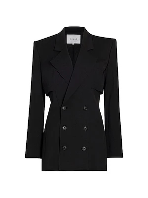 Wool-Blend Double-Breasted Blazer
