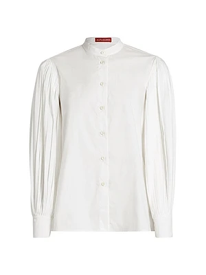 Patsy Pleated-Sleeve Cotton-Blend Shirt