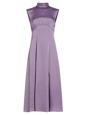 Tate Shirred Sleeveless Midi-Dress