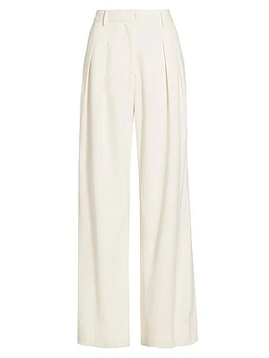 Adams Wool-Blend Pleated Wide-Leg Pants