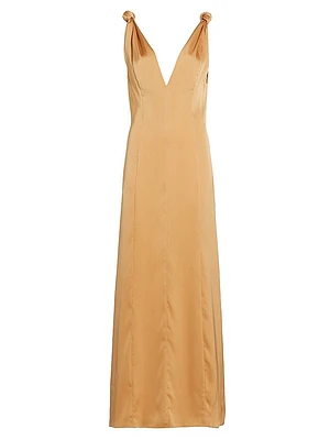 Naiomy Knotted Satin Maxi Dress