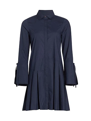 Andrea Pleated Cotton Shirtdress
