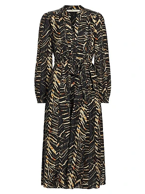 Lillian Cotton-Silk Twill Belted Dress