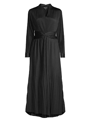 Pleated Fit & Flare Maxi Dress