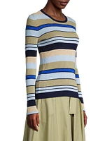 Striped Cotton Rib-Knit Sweater