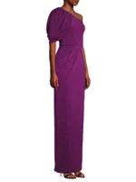 Egan Metallic One-Shoulder Gown