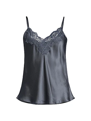 Lace-Trim Silk Cami