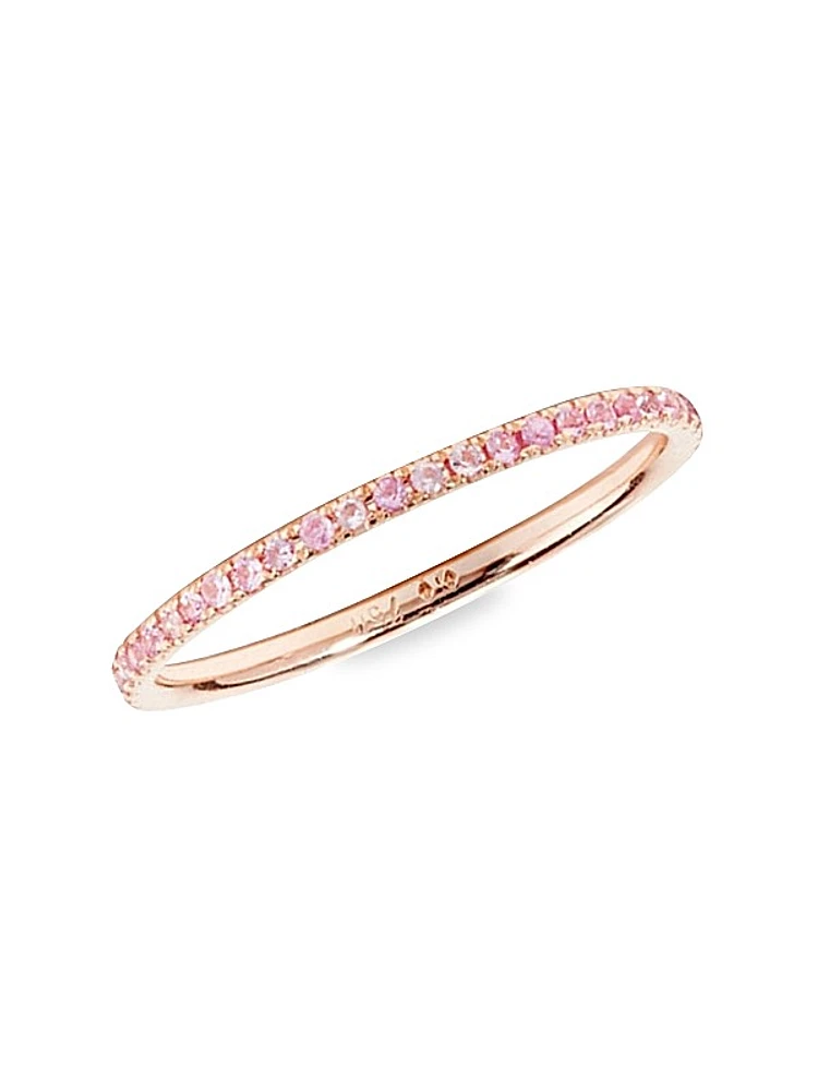 18K Rose Gold & Pink Sapphire Thread Band Ring