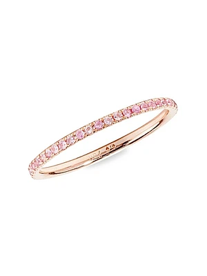 18K Rose Gold & Pink Sapphire Thread Band Ring