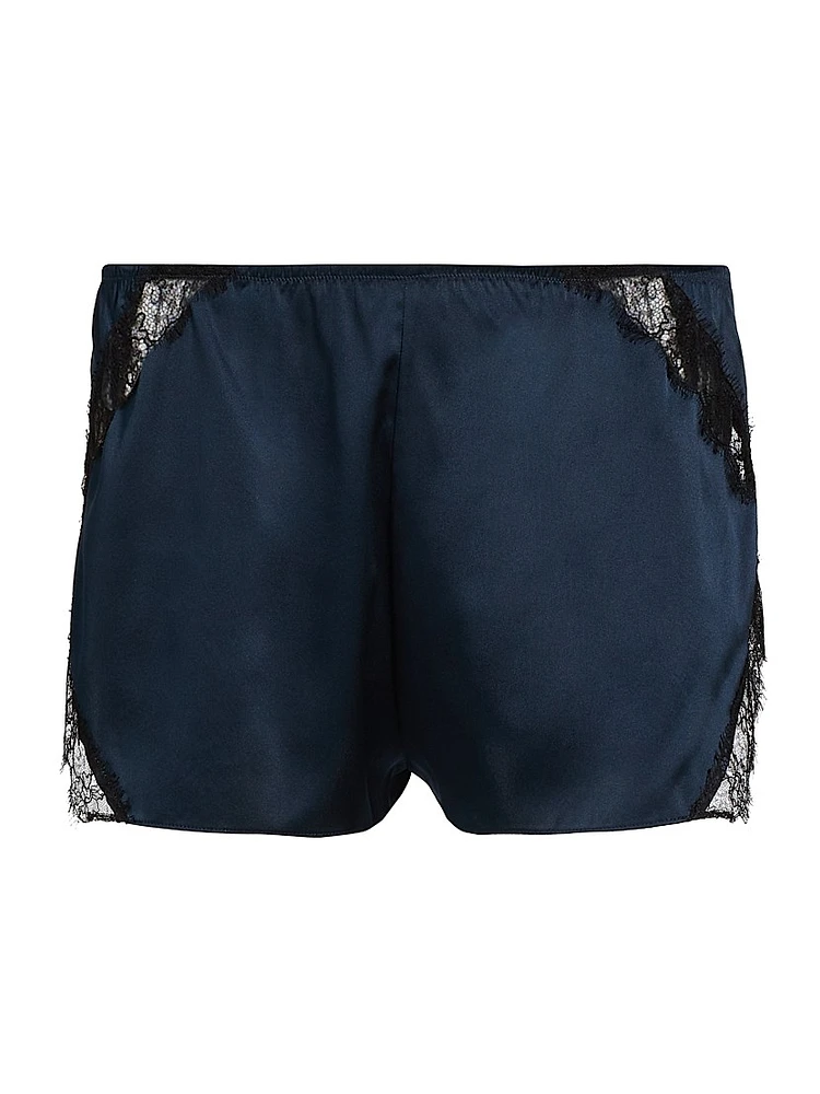 Lace Inset Silk Tap Shorts
