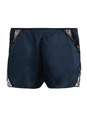 Lace Inset Silk Tap Shorts