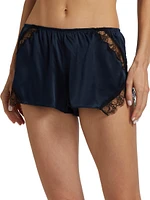 Lace Inset Silk Tap Shorts