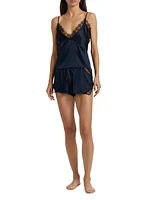 Lace Inset Silk Tap Shorts