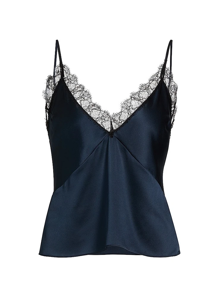 Lace Inset Silk Cami