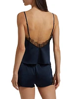 Lace Inset Silk Cami