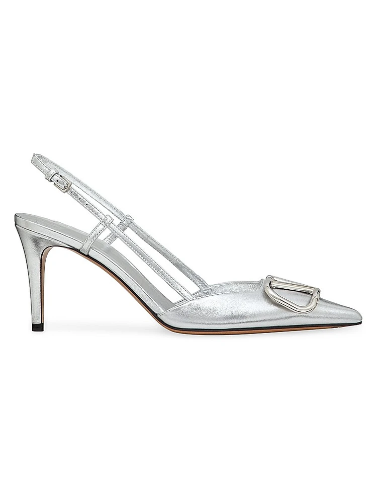 VLogo Signature Slingback Pumps In Laminated Nappa Leather 80mm