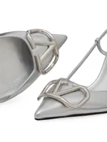 VLogo Signature Slingback Pumps In Laminated Nappa Leather 80mm