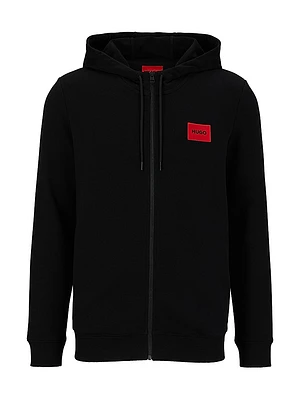 Zip-Through Sweatshirt Terry Cotton With Logo Patch