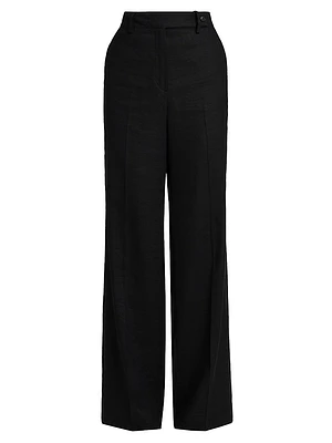 Wide-Leg Linen-Blend Pants