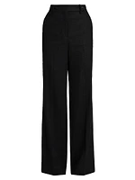 Wide-Leg Linen-Blend Pants