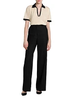 Wide-Leg Linen-Blend Pants
