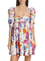 Floral Puff-Sleeve Minidress