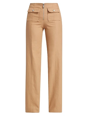 Azure Cotton-Blend Zip Pants