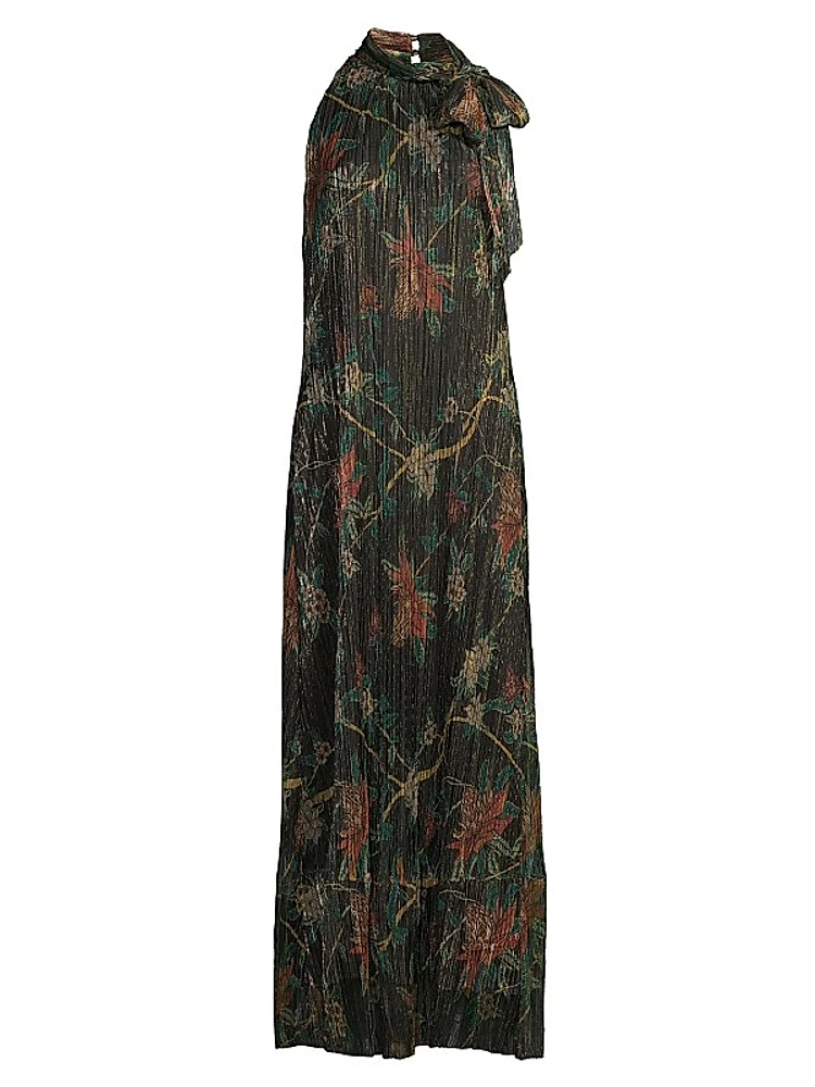 Evelina Metallic Floral Maxi Dress