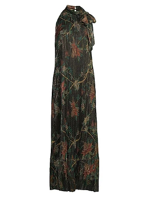 Evelina Metallic Floral Maxi Dress