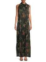 Evelina Metallic Floral Maxi Dress