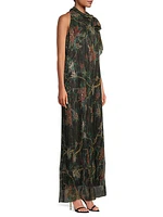 Evelina Metallic Floral Maxi Dress