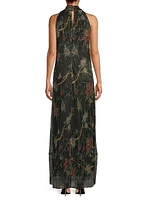 Evelina Metallic Floral Maxi Dress