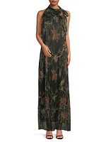 Evelina Metallic Floral Maxi Dress
