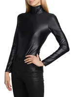 Matte Metallic Turtleneck Bodysuit