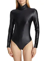 Matte Metallic Turtleneck Bodysuit