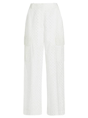 Matchmaker Wide-Leg Cotton Eyelet Pants