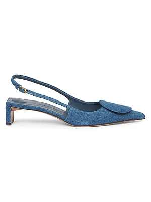 Duelo 40MM Denim Slingback Pumps